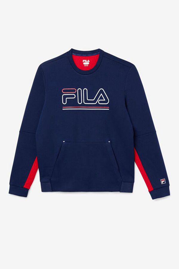 Fila Dooley Tech Crew Men's Sweatshirts - Navy/Red/White,NZ 560-26149